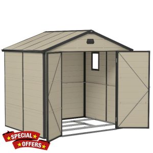Outsunny 8 x 6ft Plastic Garden Storage Shed with Foundation Kit