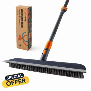 CLEANHOME Floor Scrubbing Brush with Squeegee/Handle
