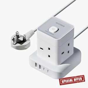 AICODE Cube Extension Lead with USB Slots