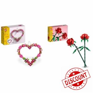 LEGO Heart Ornament Set Botanicals Roses Bedroom Decoration or Wall Accessory Floral Bouquet Home Decor 40638 + 4046