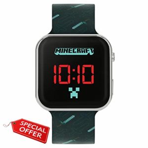 Minecraft Boy's Digital Quartz Watch with Silicone Strap MIN4097