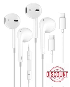 USB C Headphones,2 Pack USB Type C Earphones for iPhone 15 HiFi Stereo Noise Earbuds reduction with Mic&Volume Control for iPhone 15 pro