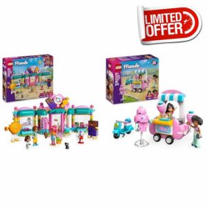 LEGO Friends Heartlake City Sweet Shop Friends Candyfloss Stand and Scooter Gift for 6 Plus Year Old Girls & Boys 42649 + 42643