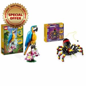 LEGO Creator 3 in 1 Exotic Parrot to Frog to Fish + 3in1 Wild Animals: Surprising Spider Toy - Transforms into a Scorpion Figure or a Snake 31136 +31139