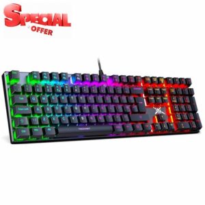 TECKNET Mechanical Gaming Keyboard - Wired Red Switch Mechanical Keyboard with 24 LED Backlit Modes
