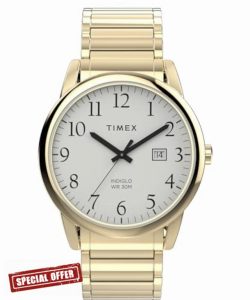 Timex Men's Easy Reader 40 mm Watch - Gold-Tone Stainless Steel Expansion Band White Dial Gold-Tone Case TW2W52