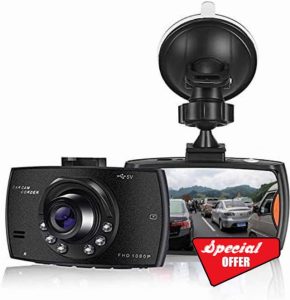 Dash Cam 1080P Full HD Dual Dashboard Camera Dashcam for Cars 170° Wide Angle HDR with 2.4" LCD Display Night Vision Motion Detection and G-senso