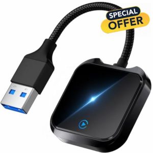Wireless Carplay Adapter UK:Mini Carplay Wireless Adapter with Fast Stable 5Ghz WiFi Bluetooth Connection Compatible with iPhone 6 or above/iOS10+ & Cars from 2016 & USB-A/Type-C