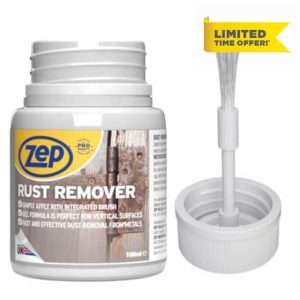 Zep Rust Remover Gel 100ml Non-Drip Formula Fast Acting Gel with Integrated Brush Eliminates Stubborn Rust on All Metal Surfaces