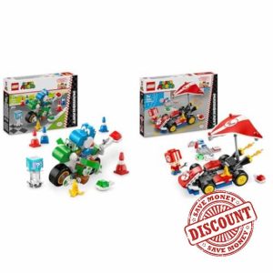 LEGO Super Mario: Mario Kart – Yoshi Bike Set + Mario Kart – Standard Kart Car Toy Set for Kids