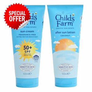 Childs Farm Kids & Baby Sun Cream SPF 50+ & After Sun Lotion Bundle | UVA & UVB Very High Protection | Extra Water Resistant | Suitable for Dry