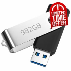 USB Stick 982GB Geshenhansen 360° Rotating Memory Stick for Data Storage