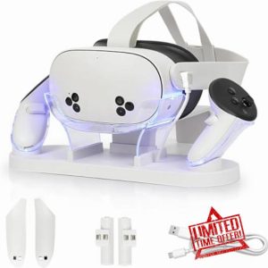Charging Dock for Meta Quest 3S/Quest 3 - Fast Charging Dock with LED Indicator for Meta Quest 3 and Quest 3S – USB-C Charging Station for VR Console & Touch Controllers