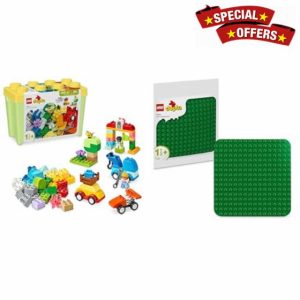 LEGO DUPLO Classic Cars and Trucks Brick Box + Green Building Plate Toddler Learning Toys 10439 + 1046