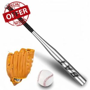 25 Inch Baseball Bat Set Strong Aluminium Baseball Bat Full Size Non-Slip Handle Light Weight Smooth Surface For Youth Adults Outdoor Training Practice Softball Hitting Drills Silve