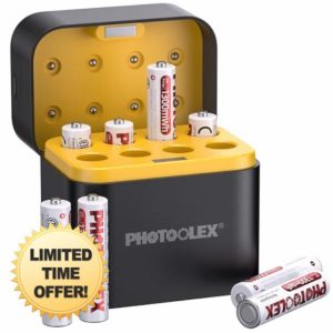 PHOTOOLEX AAA Rechargeable Batteries Lithium 8 Pack with Charger