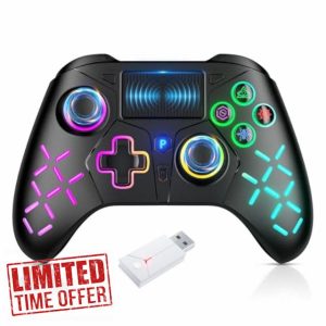 GGiking Wireless Controller for P5 RGB Gamepad Remote Control with Dual Motor Vibration/6-Axis Sensor/Turbo/3.5mm Audio Jack/Touch Pad for Ps-3/Ps-4/Pro/Slim/S-witch/PC