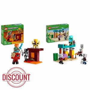 LEGO Minecraft The Nether Lava Battle + The Illager Desert Patrol Building Toy Set Features Alex plus Mobs incl. Wither Skeleton