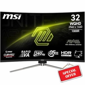 MSI MAG 325CQRXF E2 32 Inch WQHD Curved Gaming Monitor - 1000R 2560 x 1440 Rapid VA Panel