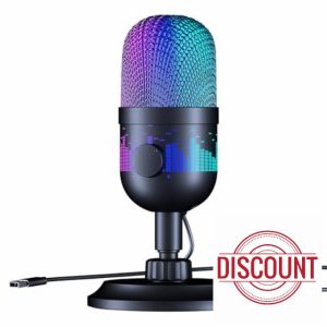 INDOTEAM USB Microphone for PC – RGB Microphones USB Mic for PC Laptop – Gaming Microphone with Mute Button
