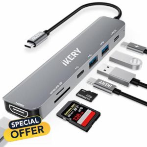 IKERY 7in1 USB C Hub Multiport Adapter with 4K HDMI