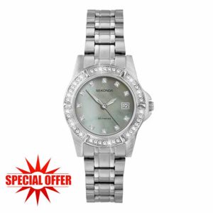 Sekonda Sienna Ladies 28mm Stone Set Bezel Dress Watch 50m Water Resistant with Date Window