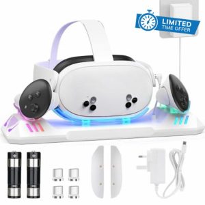 LYtech VR Charging Dock for Quest 3S/Quest 3 Charging Stand for Meta Quest 3S/Quest 3 Magnetic Charging Station for VR Headset & Controllers