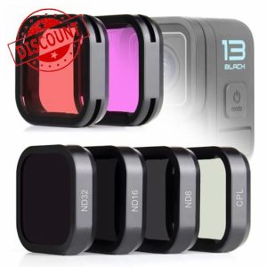 SOONSUN 6-Pack Lens Filter with Red Magenta CPL ND8 ND16 ND32 Filters for GoPro Hero 13 Black Camera