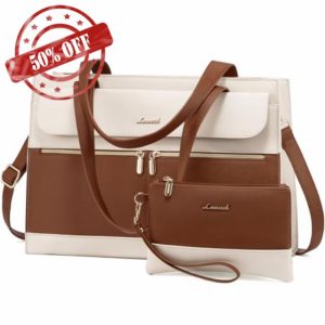 LOVEVOOK Laptop Tote Bags for Women 15.6 Inch Ladies Stylish PU Leather Handbags with Laptop Compartment Large Designer Office Shoulder Bag Womens for Work School Business Shopping