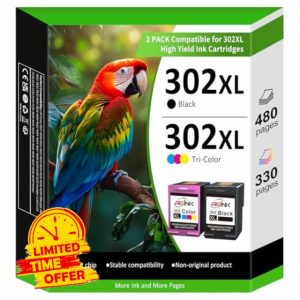 302xl Ink Cartridges Replacement for HP 302 Ink Cartridges Combo Pack Compatible with Envy 4520 4521 4522 4523 4524 4525 4526 4527 4528 Officejet 4658 3830 3831 5230 DeskJet 1110 2130 2132 3630 3632