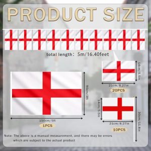 Handheld Small Flags and England Flag 5ft x 3ft for Six Nations Rugby Party Decoratio