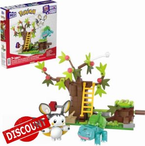 MEGA Pokémon Building Toys Set Emolga and Bulbasaur's Charming Woods with 194 Pieces