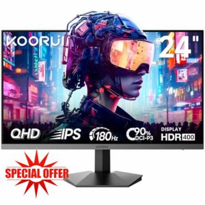 KOORUI 24" QHD Gaming Monitor 1440p 180Hz IPS Flat Screen - Esports Ready Computer Display