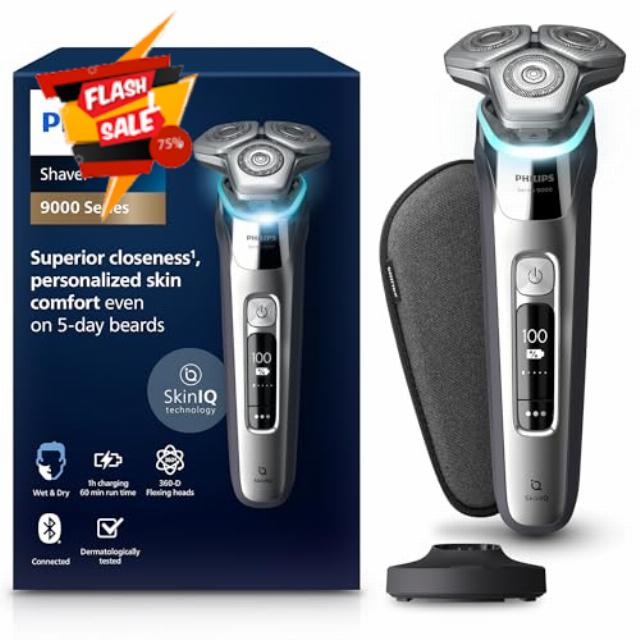 Philips Shaver Series 9000 - Wet and Dry Electric Shaver for Men in Chrome Silver with Lift and Cut