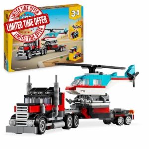 LEGO Creator 3in1 Flatbed Truck with Helicopter Toy to Propeller Plane and Fuel Lorry to Hot Rod and SUV Car Toys for 7 Plus Year Old Boys