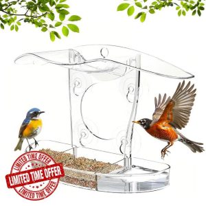 Window Bird Feeders with Detachable Seed Tray for Small Birds