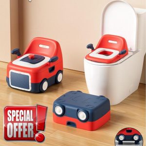 Baby Potty Toilet Potty Training Seat with Handles/Foot Stool/High Back Support
