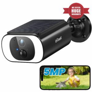 ieGeek 5MP Solar Security Camera Outdoor Wireless with Built-in Solar Panel