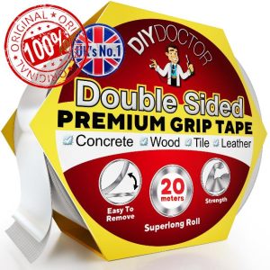 DIY Doctor Carpet Tape Double Sided Heavy Duty (1 Pack) 21mm x 20m – Extra Strong Rug Tape – Rug Gripper for Carpeted Floor – Carpet Grippers for Rugs on Top of Carpet – No Residue