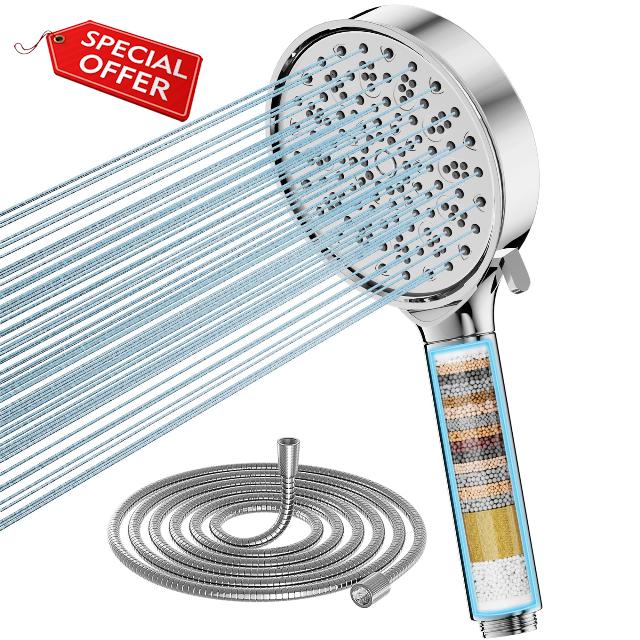 Cobbe Hard Water Filter Shower Head and Hose with 20 Stage Filter