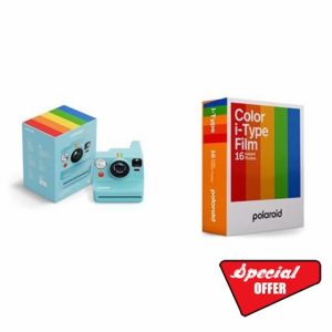 Polaroid - NOW+ Gen3 - Instant Camera Bluetooth Connected - Camera + Color Film Bundle (16 photos) Artic Blue