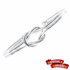 Peach Bomb Silver Bangle For Women with Friendship Knot Bracelet Design. Jewellery Gift for Her Birthday
