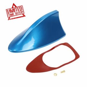 Partuto 1 Pcs Universal Shark Fin Antenna Cover Signal Roof Aerial for Car SUV Truck Offroad ABS Material with Adhesive Base Metallic Blue