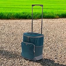 28l insulated large cooler bag trolley cart extendable handle camping bbq picnic