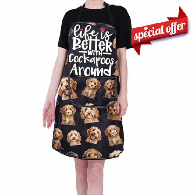 PXTIDY Cockapoo Dog Kitchen Apron Life Is Better with Cockapoos Around Apron Cockapoos Lover Cockapoo Dog Mom Gif