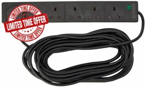 pro elec 6 Gang 10 m Extension Lead Surge Protector - Black