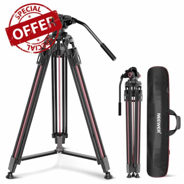 Neewer 79"/2m Video Camera Tripod with Fluid Head