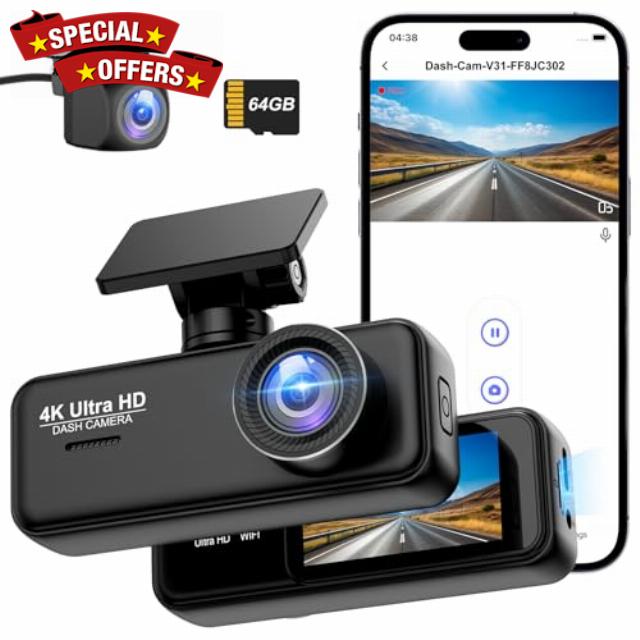 Dash Cam Front and Rear 4K+1080P