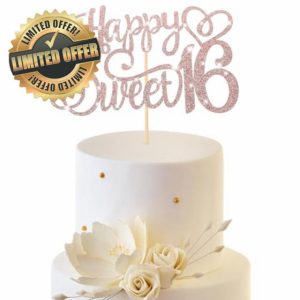 Glittery 16th Happy Birthday Cake Topper