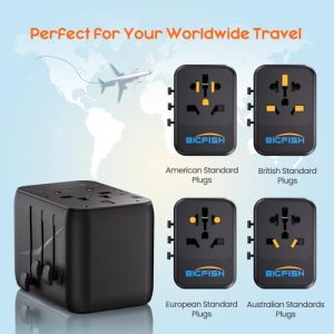 Worldwide Travel Plug Adapter with 2 USB A and 2 USB C